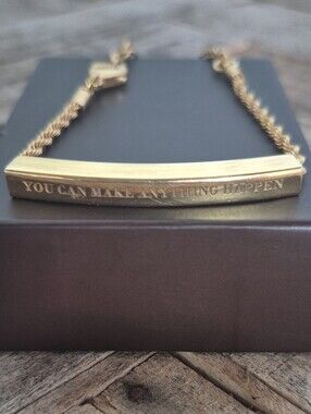 Gold Inspirational Bar Bracelet - You Can Make Anything Happen